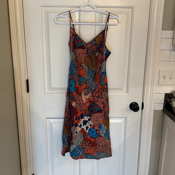 Anthropologie Multicolor Floral Bias Tropical Print Slip Midi Dress 31873 - Picture 2 of 11
